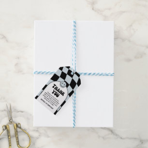 One Happy Dude Blue Chequered Birthday  Gift Tags