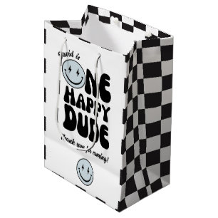 One Happy Dude Blue Emoji Birthday Medium Gift Bag