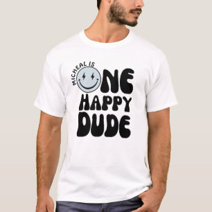 One Happy Dude Blue Happy Face Boy First Birthday  T-Shirt