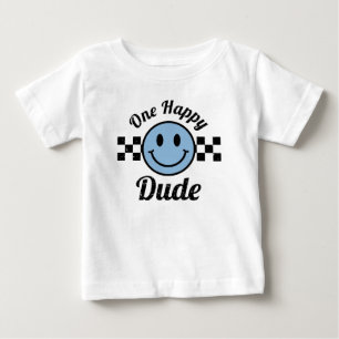 One Happy Dude Blue Happy Smile Birthday Matching Baby T-Shirt