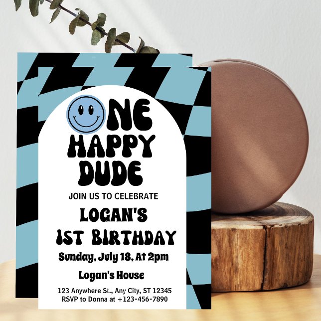 One Happy Dude Boy 1st Birthday  Invitation (Creator Uploaded)