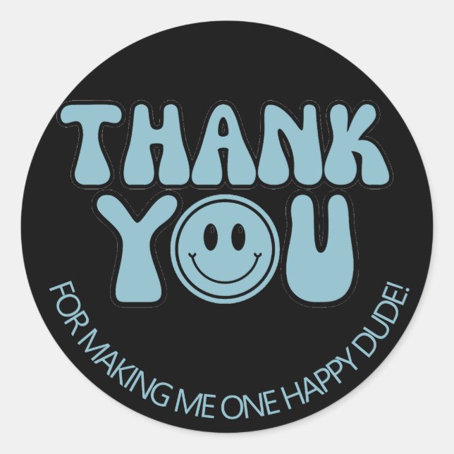 One Happy Dude Boy  1st Birthday Party  Classic Round Sticker (Front)