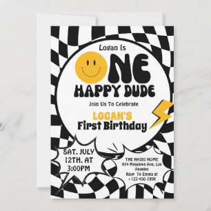 One Happy Dude Boy 1st Birthday Party Invitation