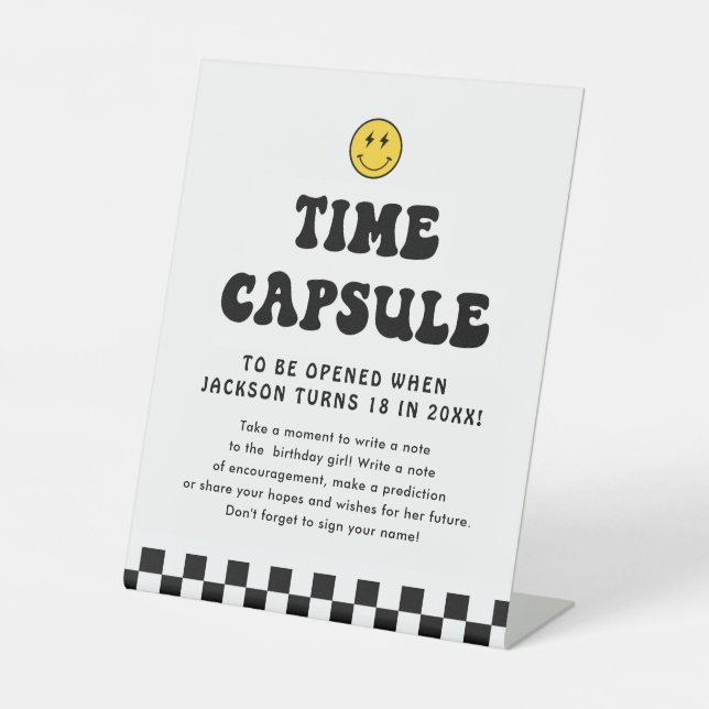 One Happy Dude Boy 1st Birthday Time Capsule Sign (Front)