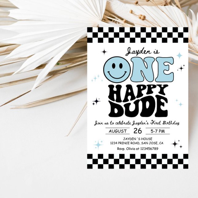 One Happy Dude Boy First Birthday Party Invitation (Creator Uploaded)