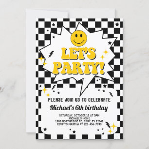 One Happy Dude boy Groovy birthday invitation. Invitation