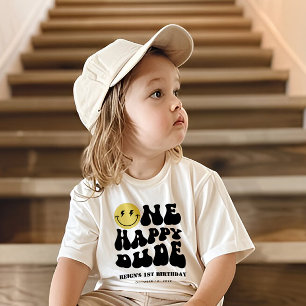 One Happy Dude   Boys Happy Face Rad 1st Birthday Baby T-Shirt