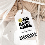 One Happy Dude | Boys Rad Kids 1st Birthday Favour Gift Tags<br><div class="desc">Are you celebrating your happy little dude? Explore our collection of fun and totally rad birthday stationery and party supplies for the ultimate first birthday celebration! This design features a stellar smile,  groovy typography and black and white chequered patterns! Perfect for your party favours and goody bags.</div>