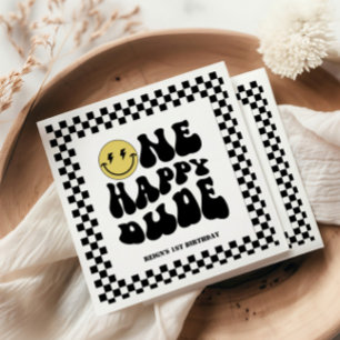 One Happy Dude   Boys Rad Kids 1st Birthday Napkin