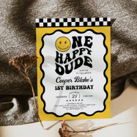 One Happy Dude Emoji Smile Face 1st Birthday