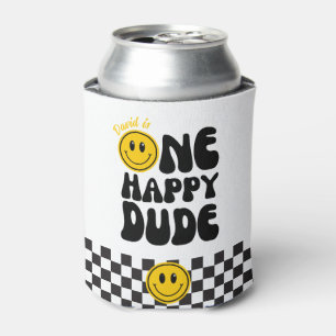 One Happy Dude First Birthday Happy Face Can Cooler