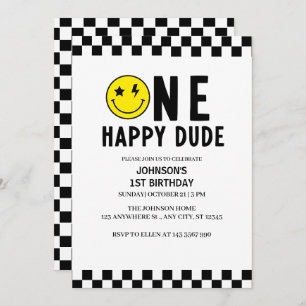 One Happy Dude First Birthday  Invitation