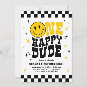 One Happy Dude First Birthday Invitation Boy