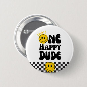 One Happy Dude Happy Face Boy 1st Birthday 6 Cm Round Badge