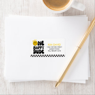 One Happy Dude Happy Face Boy 1st Birthday Label