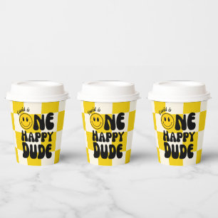 One Happy Dude Happy Face Boy 1st Birthday Paper Cups