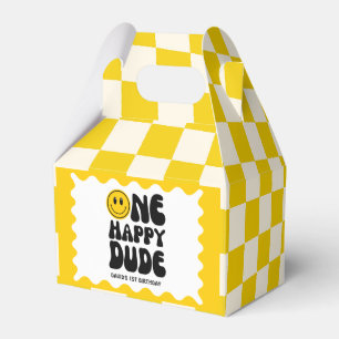 One Happy Dude Happy Face Boy First Birthday  Favour Box