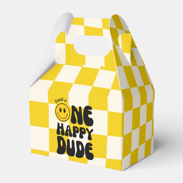 One Happy Dude Happy Face Boy First Birthday  Favour Box (Front Side)