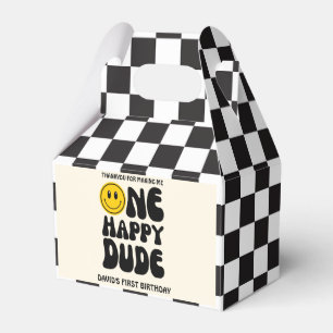 One Happy Dude Happy Face Boy First Birthday  Favour Box