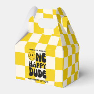 One Happy Dude Happy Face Boy First Birthday  Favour Box