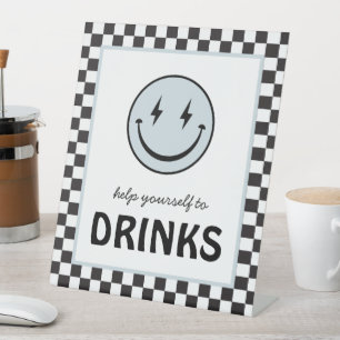 One Happy Dude Happy Face Drinks Station Pedestal Sign