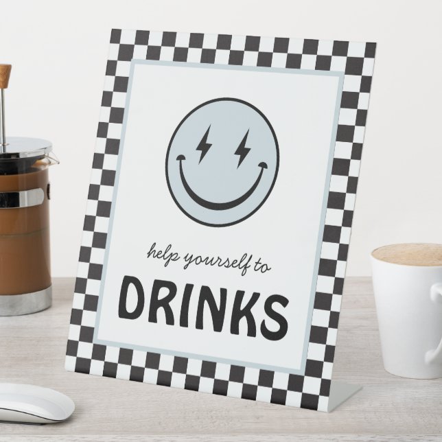 One Happy Dude Happy Face Drinks Station Pedestal Sign (In SItu)