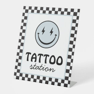 One Happy Dude Happy Face Tattoo Station Pedestal Sign