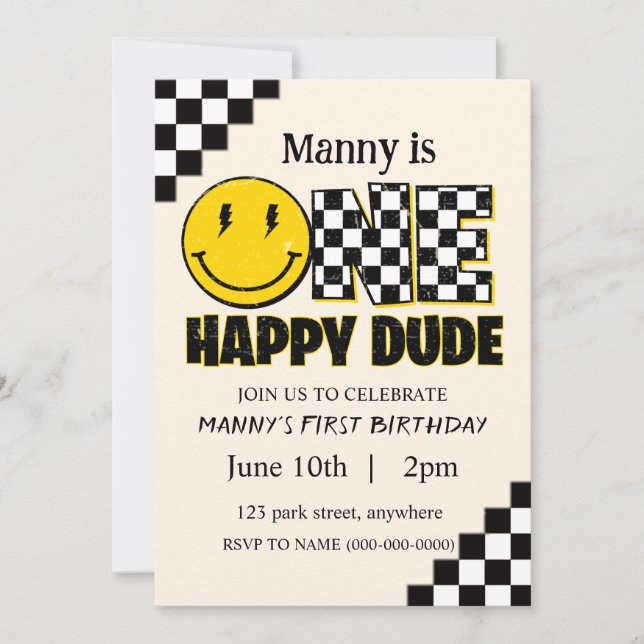 One Happy Dude Invitation (Front)