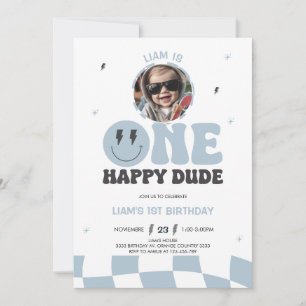 ONE HAPPY DUDE INVITATION, 1ST BIRTHDAY INVITATION