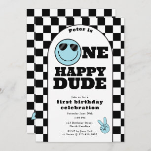 One Happy Dude Invite 1st First Birthday Cute Boy