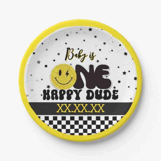 One Happy Dude Paper Plate (Front)
