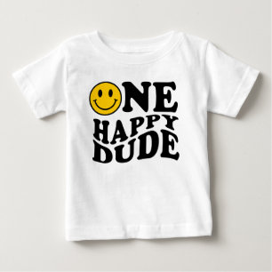 One Happy Dude   Preppy Smile Boy First Birthday  Baby T-Shirt