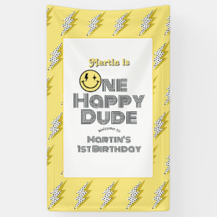 "One Happy Dude" Retro 1st Birthday Party Welcome Banner