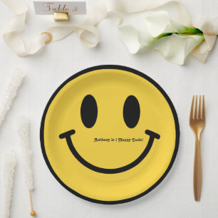 "One Happy Dude" Retro Birthday Party Paper Plate