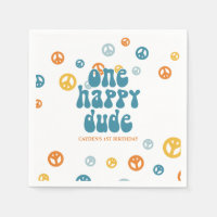 One Happy Dude Retro Boy birthday Paper Plates