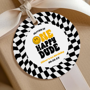 One Happy Dude Retro First 1st Birthday Party Favour Tags