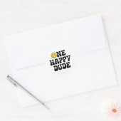 One Happy Dude Retro Happy Face 1st Birthday Classic Round Sticker (Envelope)