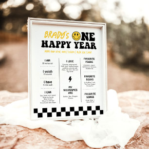 One Happy Dude Smile 1st Birthday Milestone Board Poster