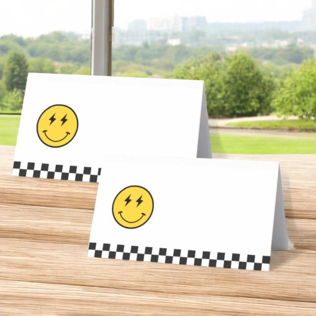 One Happy Dude Smile Face Birthday Party Place Card (Creator Uploaded)
