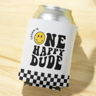 One Happy Dude Smile Face Boy First Birthday Can Cooler
