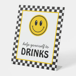 One Happy Dude Smile Face Drinks Pedestal Sign
