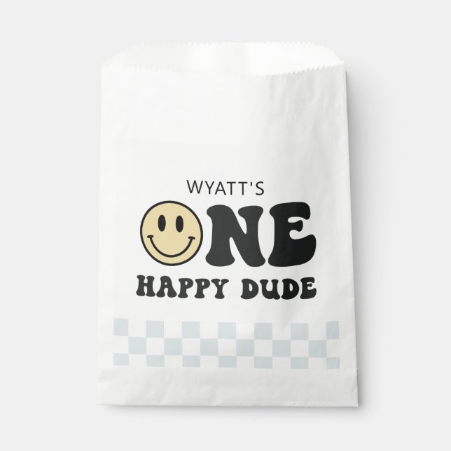 One Happy Dude Smile Face First Birthday Favour Bags (Front)