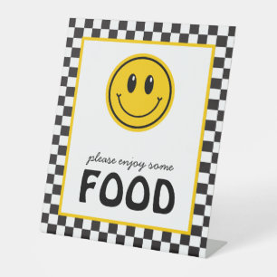 One Happy Dude Smile Face Food Station Pedestal Sign