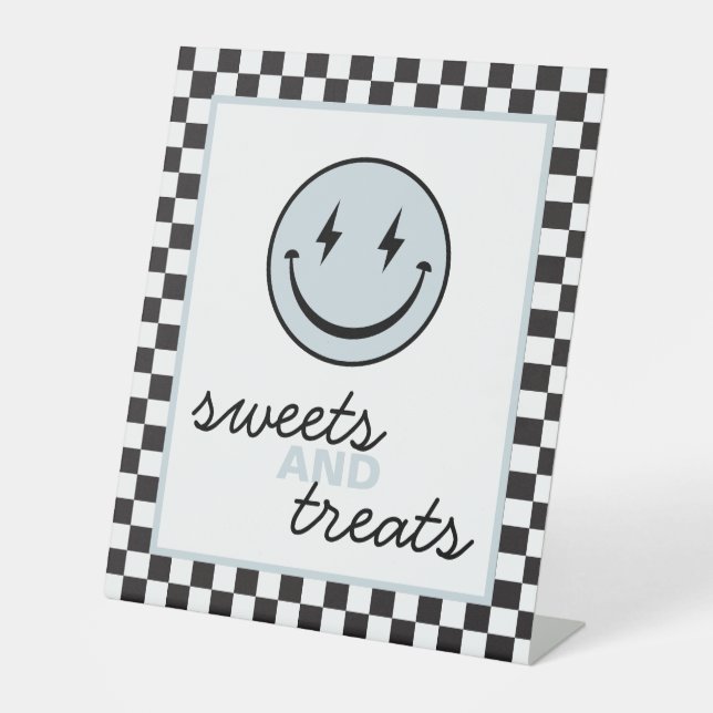 One Happy Dude Smile Face Sweets and Treats Pedestal Sign (Front)