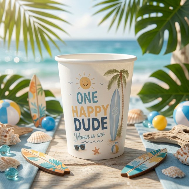 One Happy Dude Surf Birthday Party Paper Cups (Creator Uploaded)