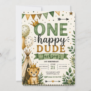 One Happy Dude Wild One Boho 1st Birthday Invitation