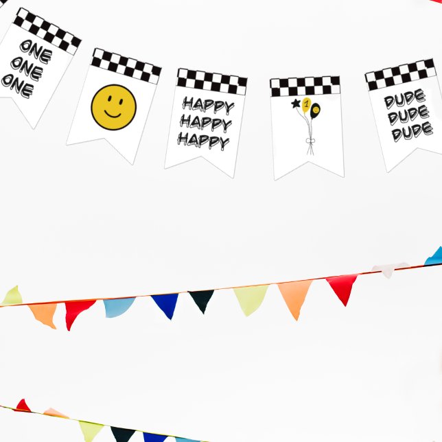 One Happy Dude Yellow Smile First 1st Boy Birthday Bunting (Creator Uploaded)