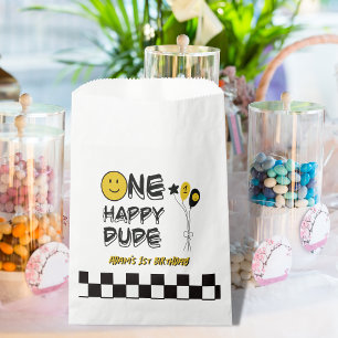 One Happy Dude Yellow Smile First 1st Boy Birthday Favour Bags