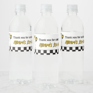 One Happy Dude Yellow Smile First 1st Boy Birthday Water Bottle Label