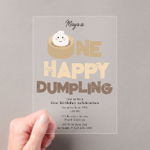 One Happy Dumpling Invite 1st First Birthday Cute Acrylic Invitations